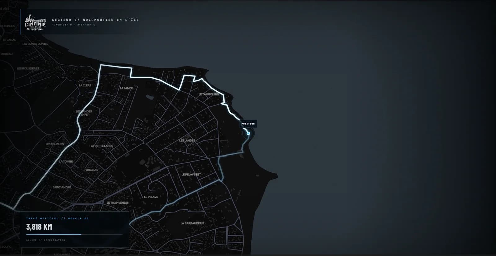 Carte animée du tracé officiel de la course, utilisée dans le trailer.