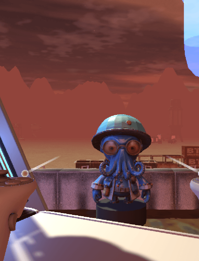 Mascotte Junk-E de JunkE, personnage « Scrap-Alien » low-poly.